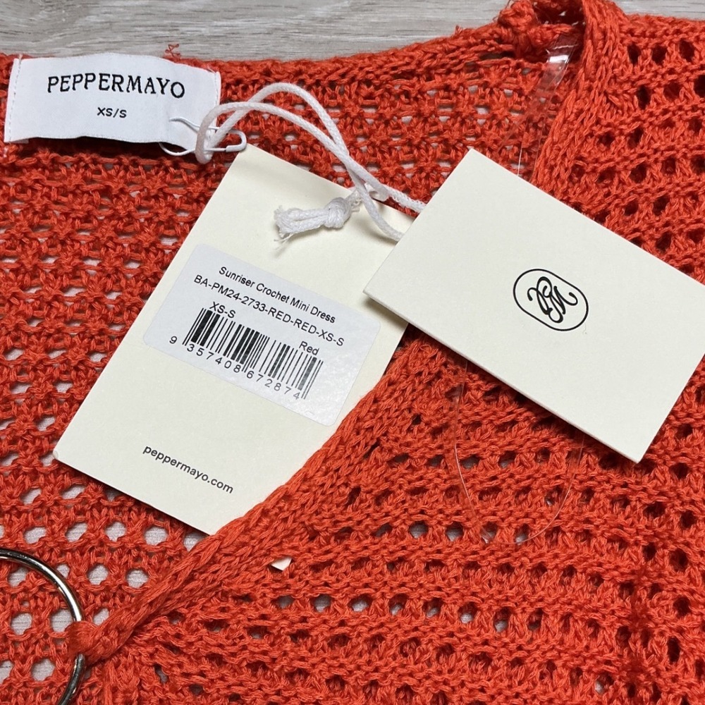 Peppermayo Sunriser Crochet Mini Dress Red XS/S New With Tags - Picture 5 of 6